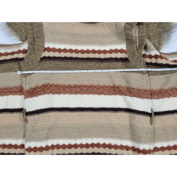 BKE Buckle Sleeveless Sweater Cardigan Faux Fur Collar Womens Large Wool Blend - Picture 9 of 10